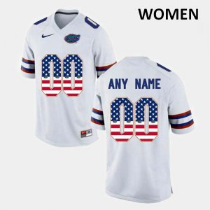 Women's Florida Gators #00 Customize NCAA Nike White US Flag Fashion Authentic Stitched College Football Jersey FUD0562OL